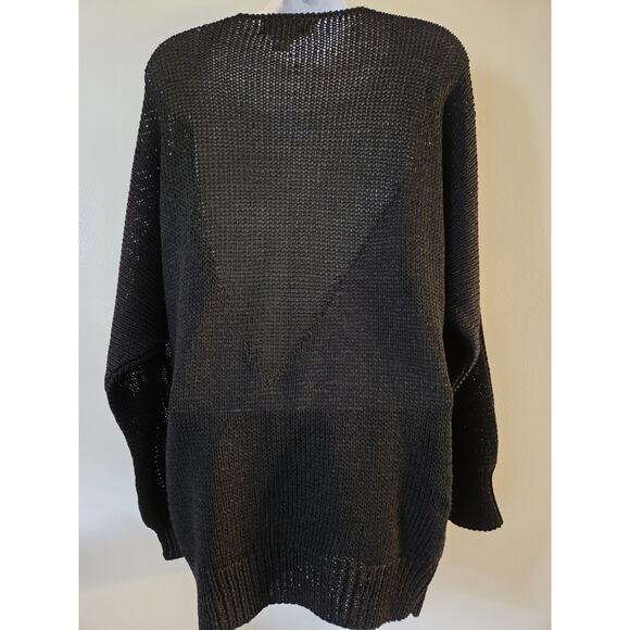 Nannell Sweater Black Tunic Womens M Embellished Rhinestones Rayon Wool Blend - Picture 9 of 9